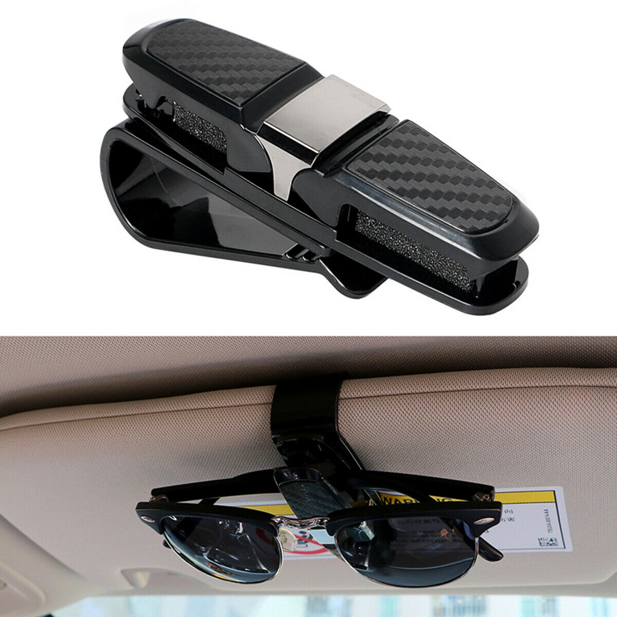 1 × Universal Titanium Gray Vehicles Sun Visor Glasses Card Ticket Holder Clip