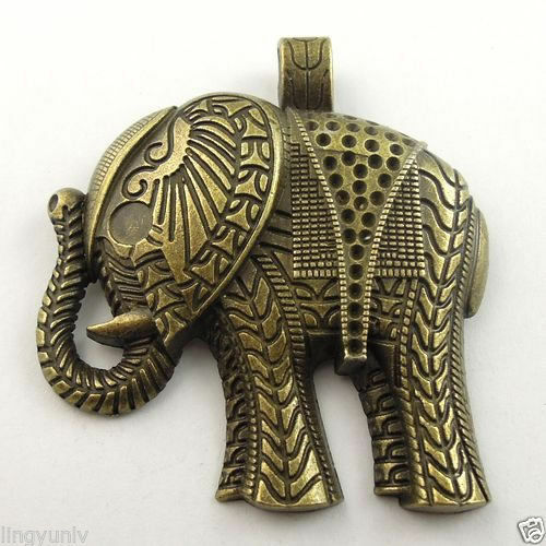 2 pcs Antiqued Bronze Alloy Big Elephant Pendant Jewelry Crafts Fit Rhinestones