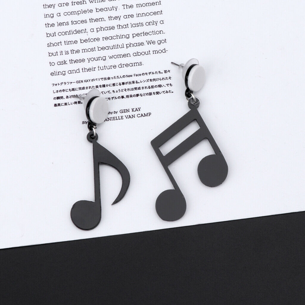 Black Musical Note Asymmetric Acrylic Drop Earrings Women Girls  Fashion Jewelry