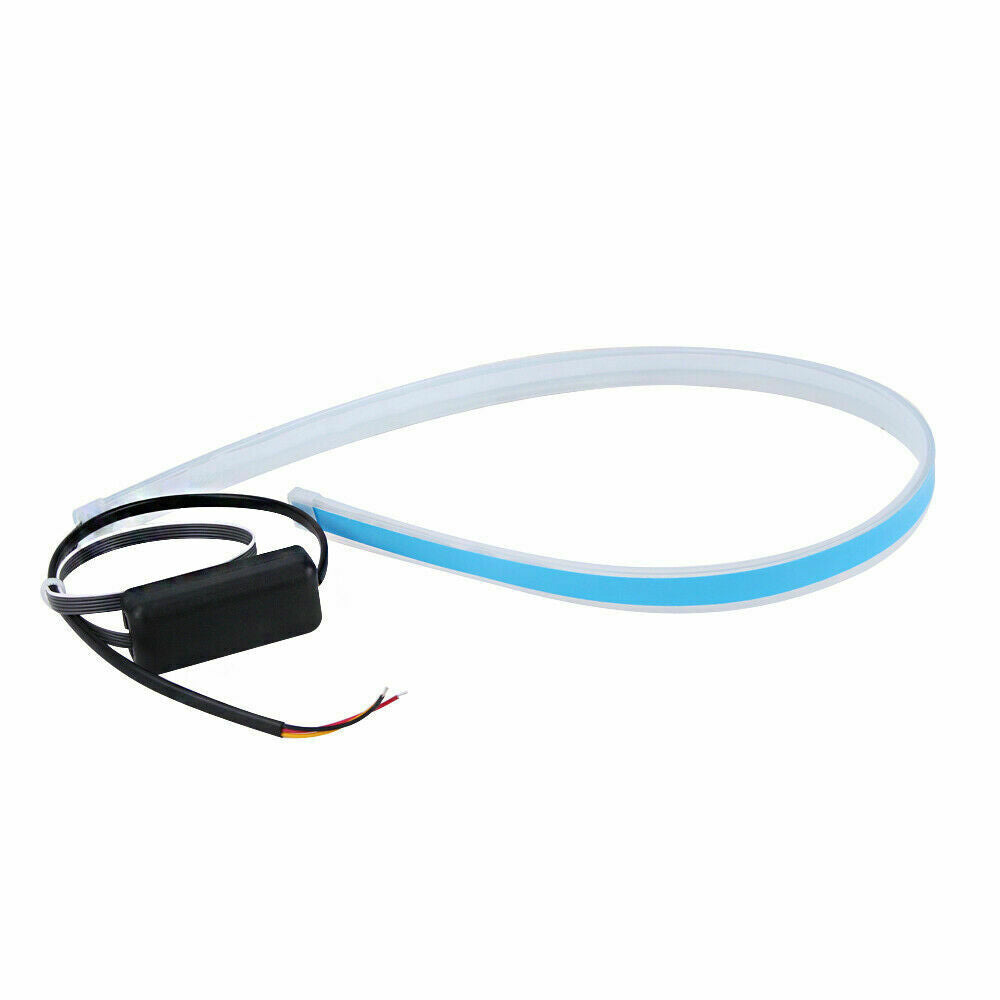2 x 60CM LED DRL Light Amber Sequential Flexible Turn Signal Strip For Headlight