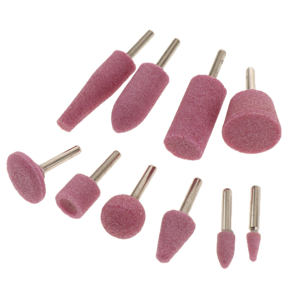 10 Pieces Wool Felt Mounted Mandrel Set, 10 Shaped Grinding Head Buffing Bits,
