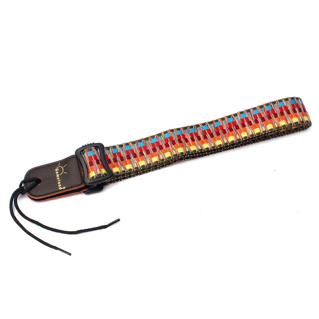 Nylon Guitar Strap with Leather Ends for Guitar Ukulele Mandolin Banjo
