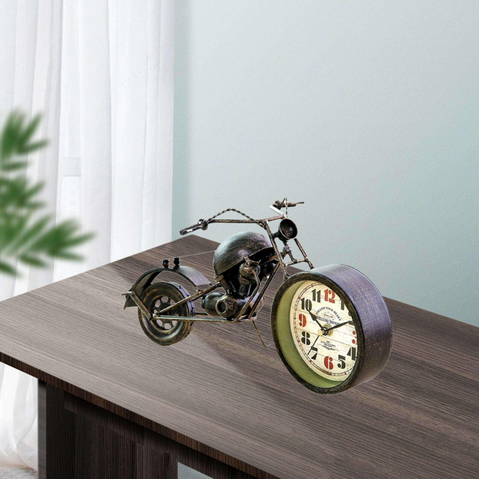 Cool Metal Motorcycle Motorbike Alarm Clock Shelf Desk Clock Home Ornaments