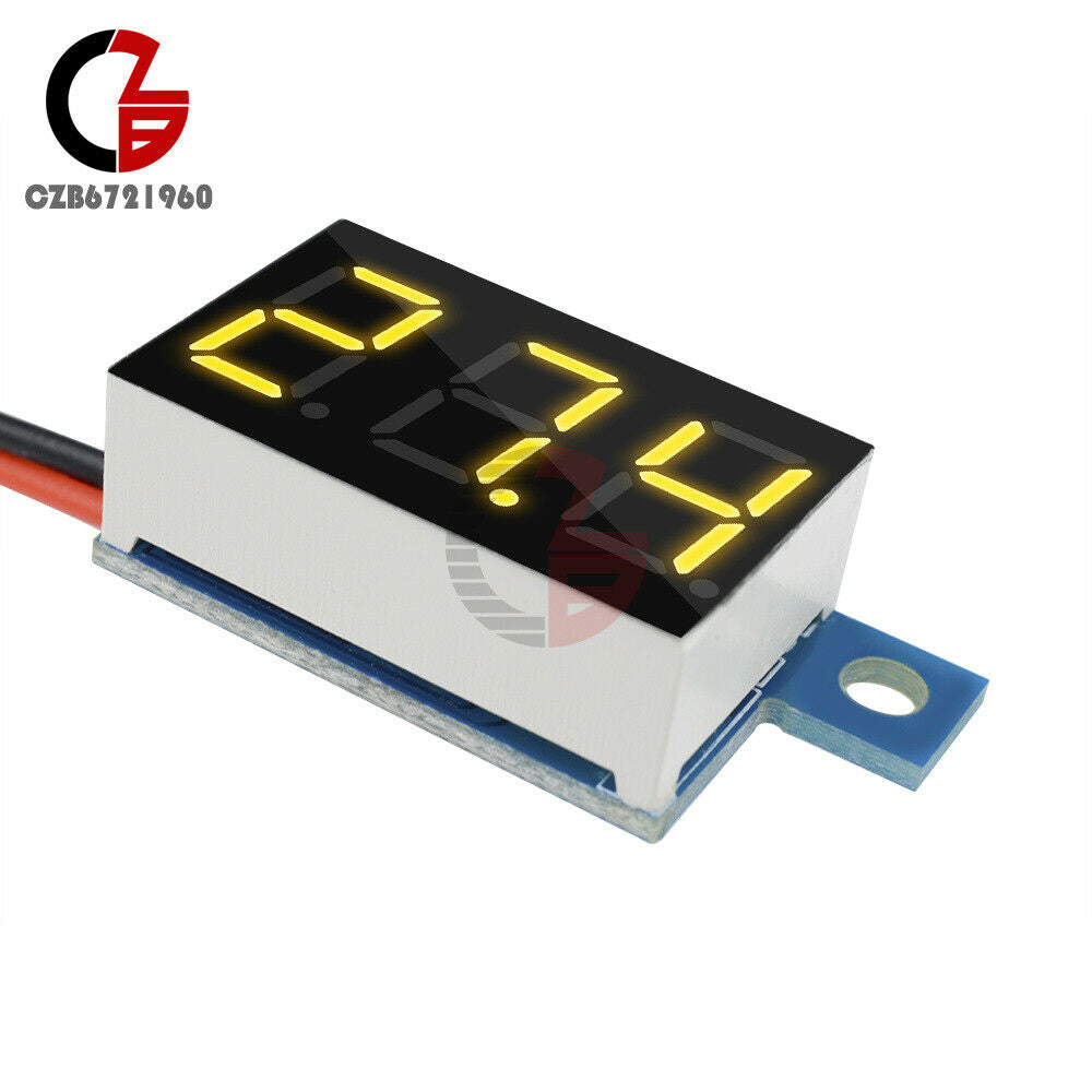 3 LED 2 Wire 0.36 inch 3.3-17V Panel Meter Mini Lithium Battery Yellow Voltmeter
