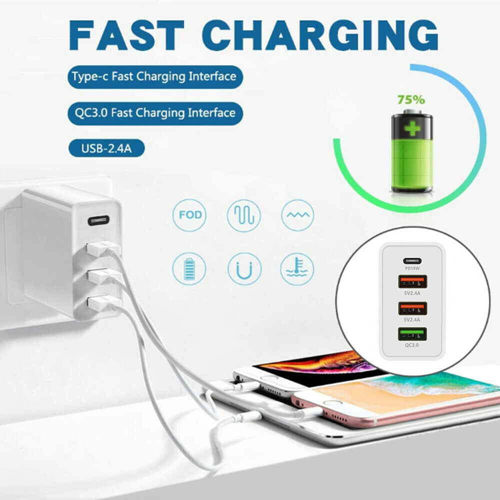 51W USB Type-C USB-C QC3.0 PD Mobile Phone Fast Charging Wall Charger Adapter