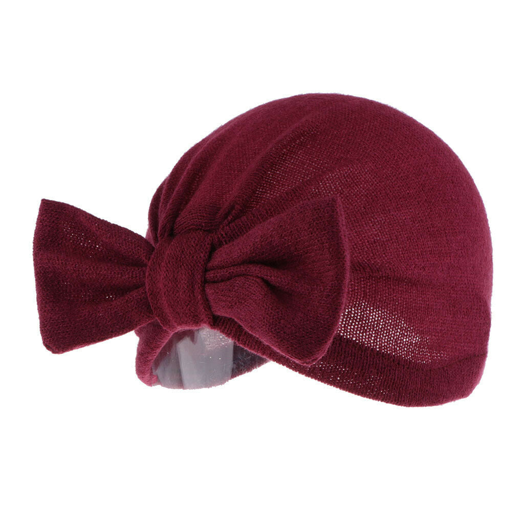 Toddler Warm   Hat Beanie Turban Head Wrap Caps for Kids Girl Wine Red