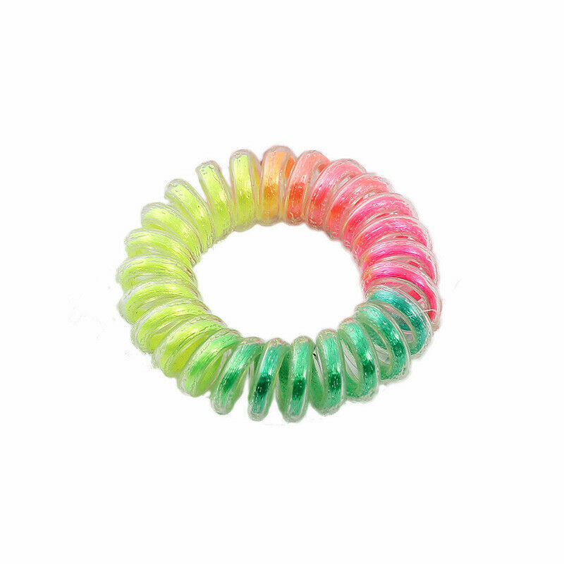 10pcs Rainbow Phone Wire Hair Ties No Crease Ponytail Spiral Hair Ties Plastic