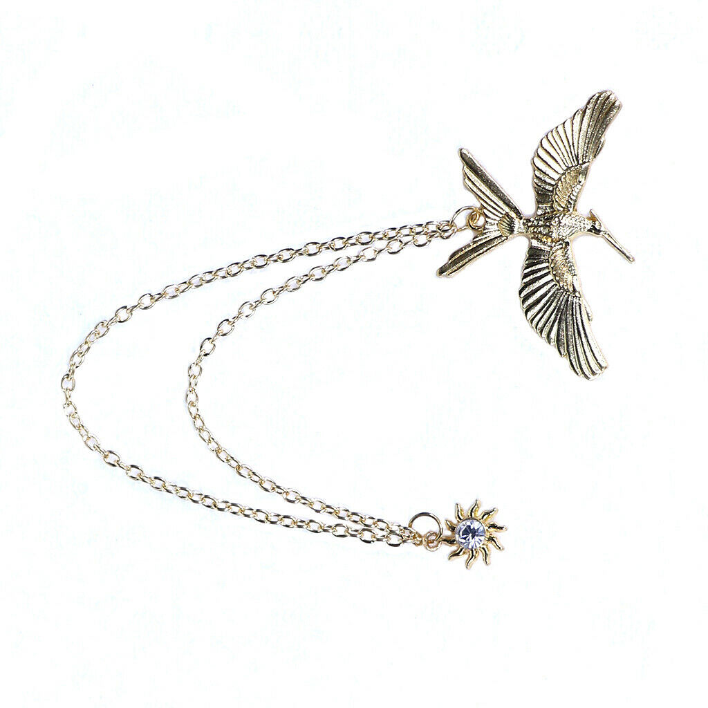 2 Pieces Novelty Flying Eagle Chain Brooch Pin Button, Shirt Neck Collar Tips