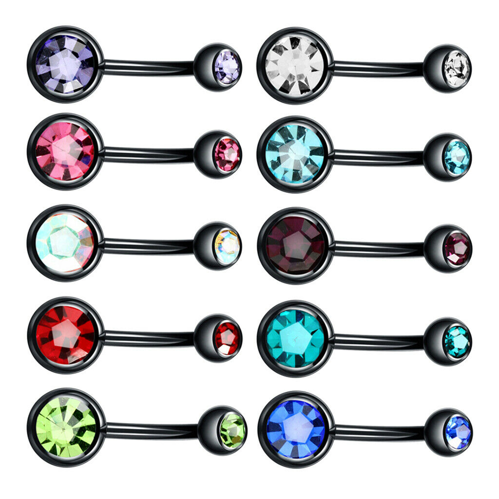 10pcs 14G Bling Crystal Belly Button Ring Navel Barbell Bar Piercing Jewelry