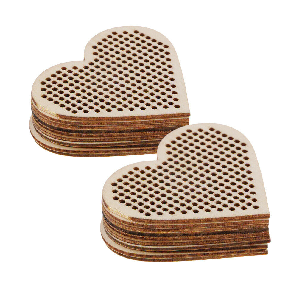 40pcs Wooden Shaped Multi-holes Wooden Pendants For Counted Cross Stitch Kit