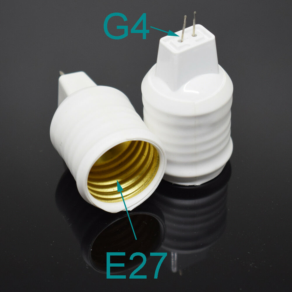 50pcs White G4 Male to E27 Female Socket LED Halogen CFL Light Bulb Lamp Adapter