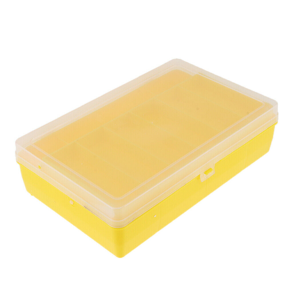 2-Tray Fishing Tackle Box Bait Lure Storage Container Yellow 25.6x15.8x7.5cm
