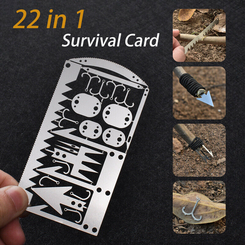 22 In 1 Survival Card-Multi Purpose Pocket Tool Steel Fishing Hunting ToolsFCA