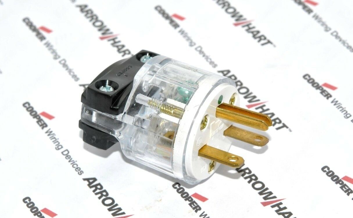 1pcs-COOPER 8666 15A 250V Thermoplastic Hospital Grade Plug  NEMA 6-15