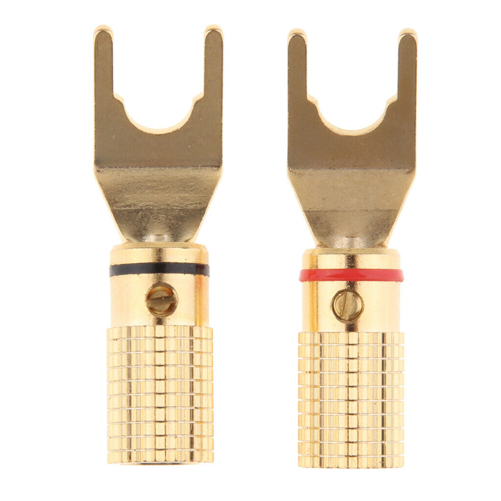 Prettyia   2x   Speaker   Banana   Y   U - Type   Spade   Plug   Screw   Type