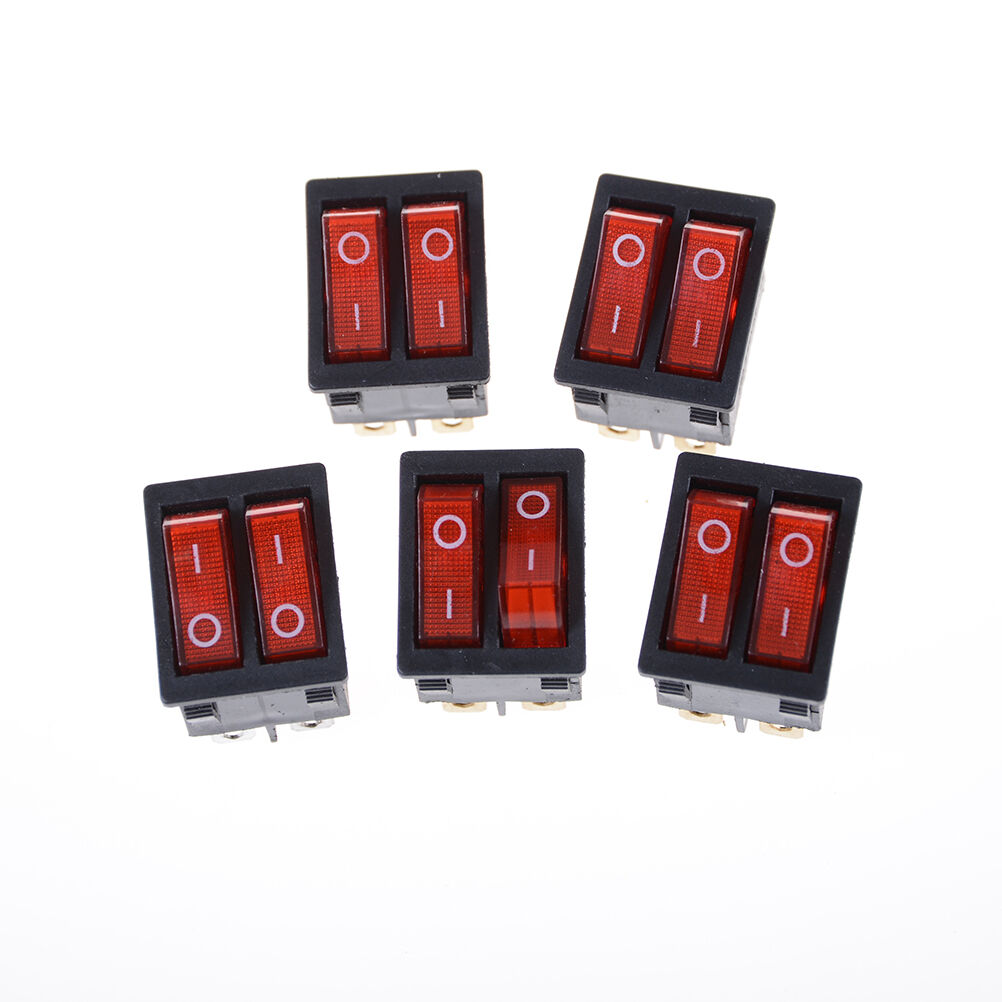 Double Boat Rocker Switch 6 Pin On-Off With Red Light 16A 125VA.l8