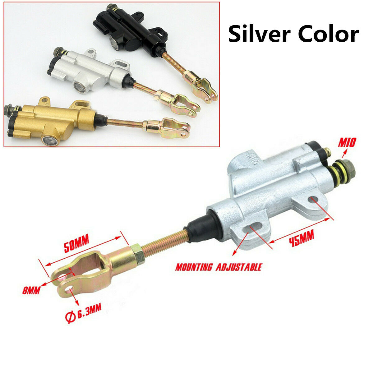 Rear Brake Master Cylinder 10mm For ATV Bike Buggy 50/70/90/110/125/150/200cc