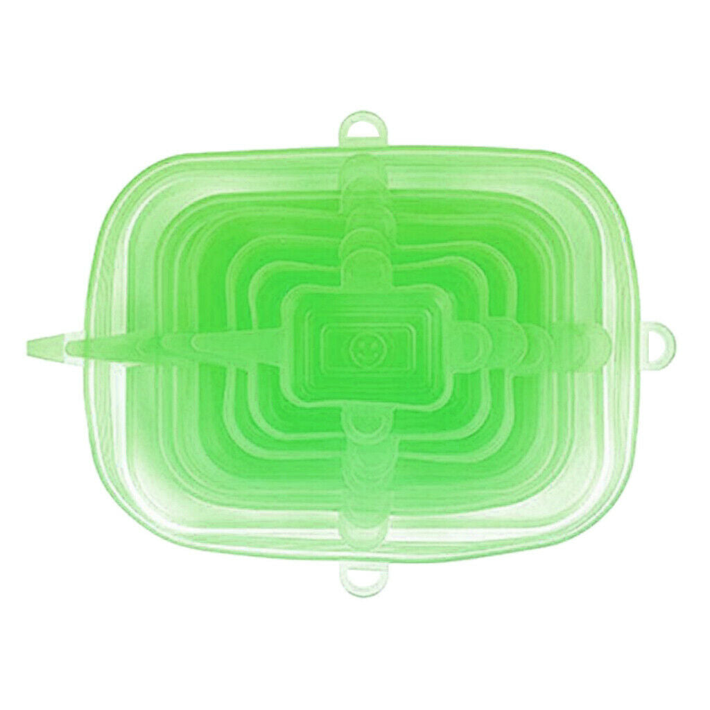 4 Set Green Reusable Silicone Stretch Seal Lids Cup Bowl Covers Fresh-Care
