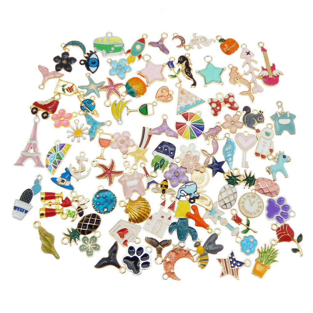 20pcs/pack Enamel Mixed Random Send Alloy Pendant Charms Jewelry DIY Accessories