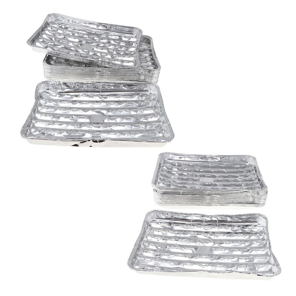 40pcs Rectangular Disposable Aluminum Foil Pan Outdoor Picnic BBQ Spare