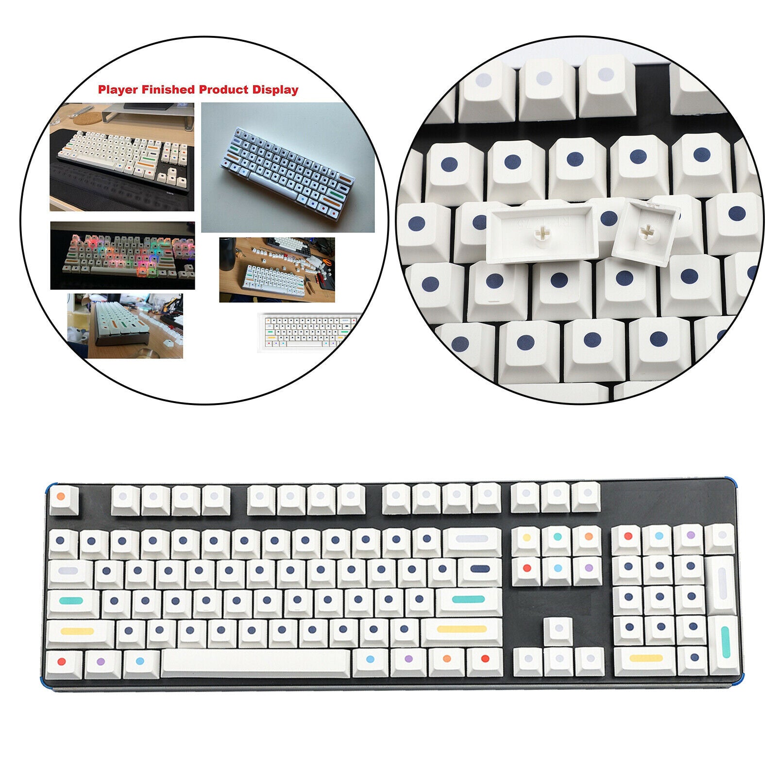 108-key White Dot Mechanical Keyboard Keycaps ANSI Layout For Cherry Mx