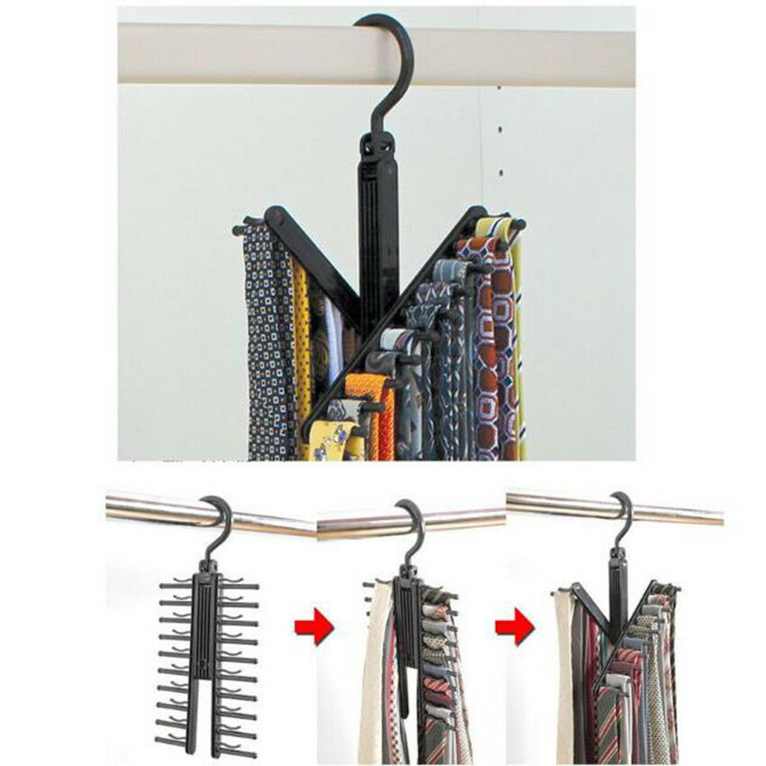Black Rack Belt Scarf Neckties Hanger Holder Multifunctional Closet Organizer