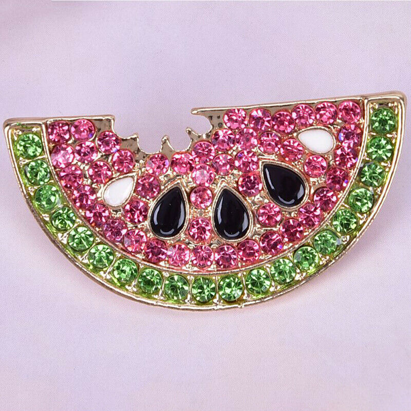 Fashion Crystal Watermelon Brooch Pin Collar Badge Corsage Jewelry Access.l8