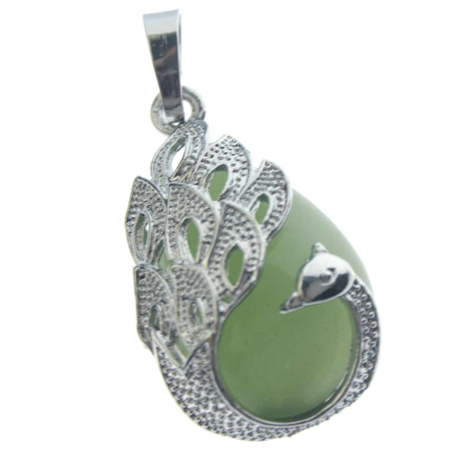 Aventurine stone bead Energy Reiki Healing Amulet Peacock Pendant