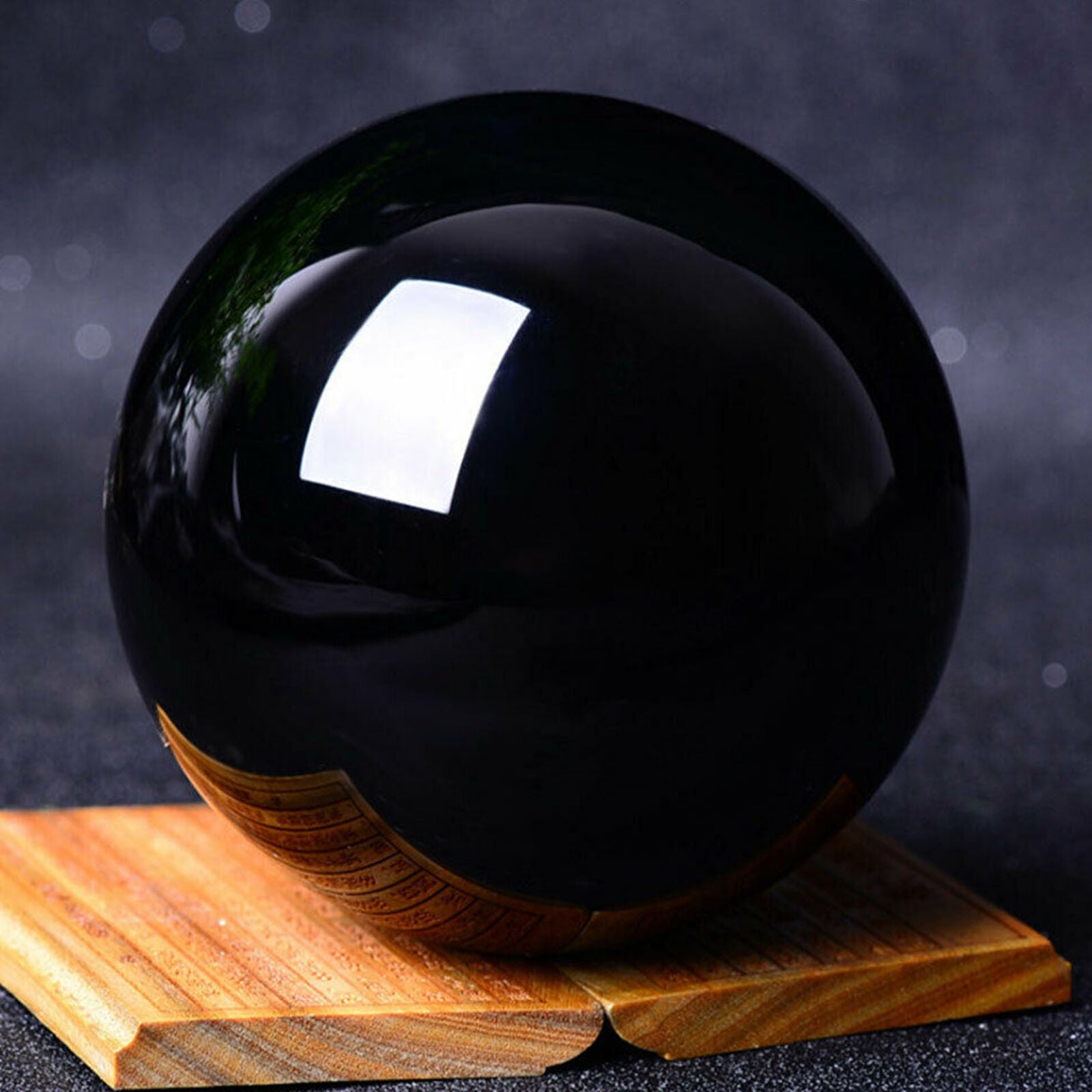 40MM Natural Black Obsidian Sphere Crystal Ball Healing Stone Decor Quartz New