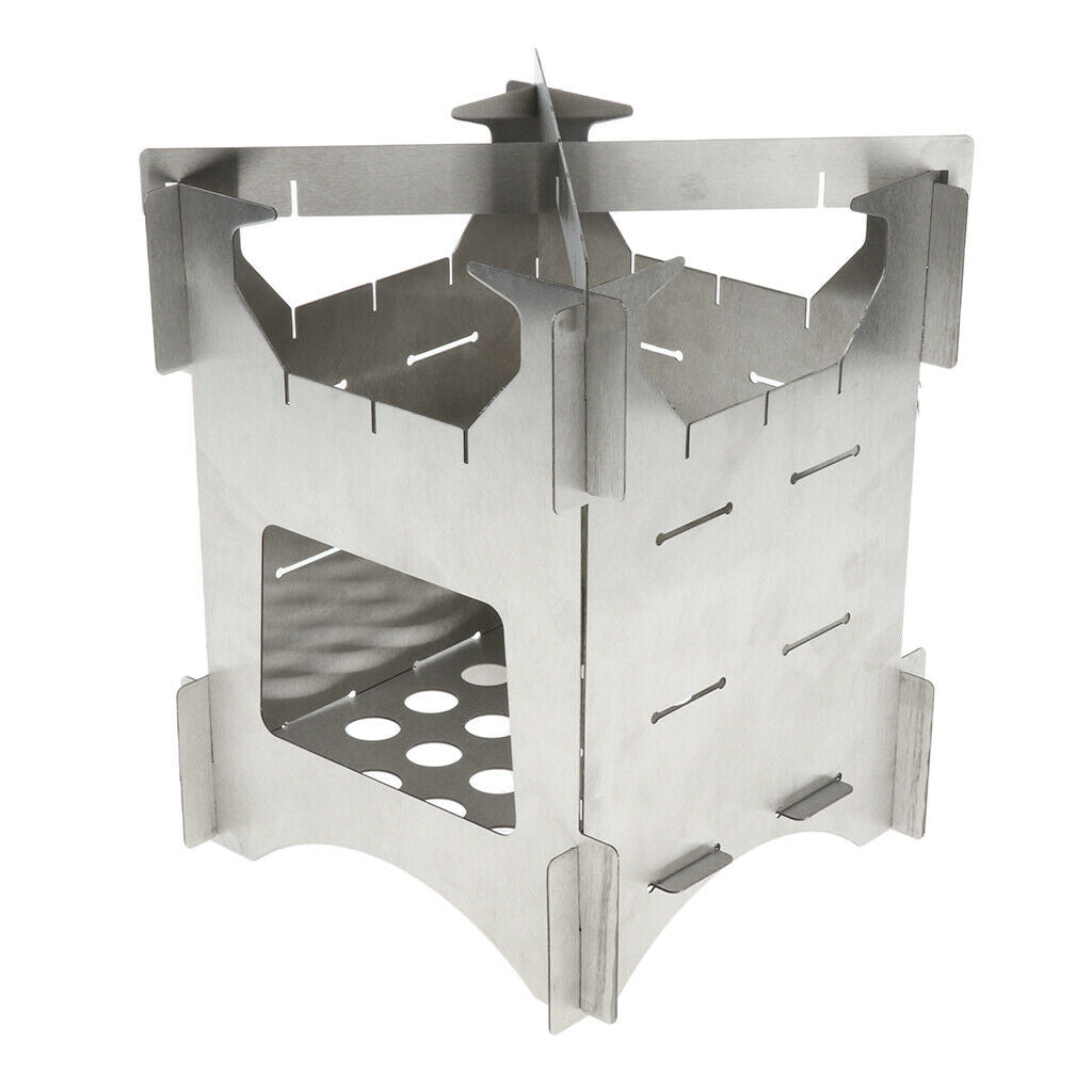 Stainless Steel Foldable Camping Stove Outdoor Picnic Wood Burner 20x16.5cm