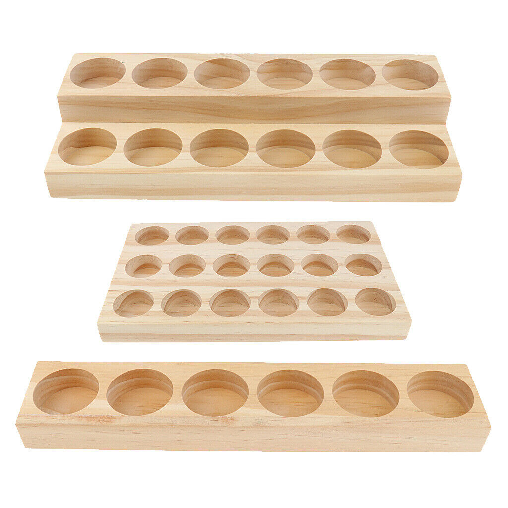 Lots 3 Natural Wood Essential Oil Display Storage Rack Holder Organizer