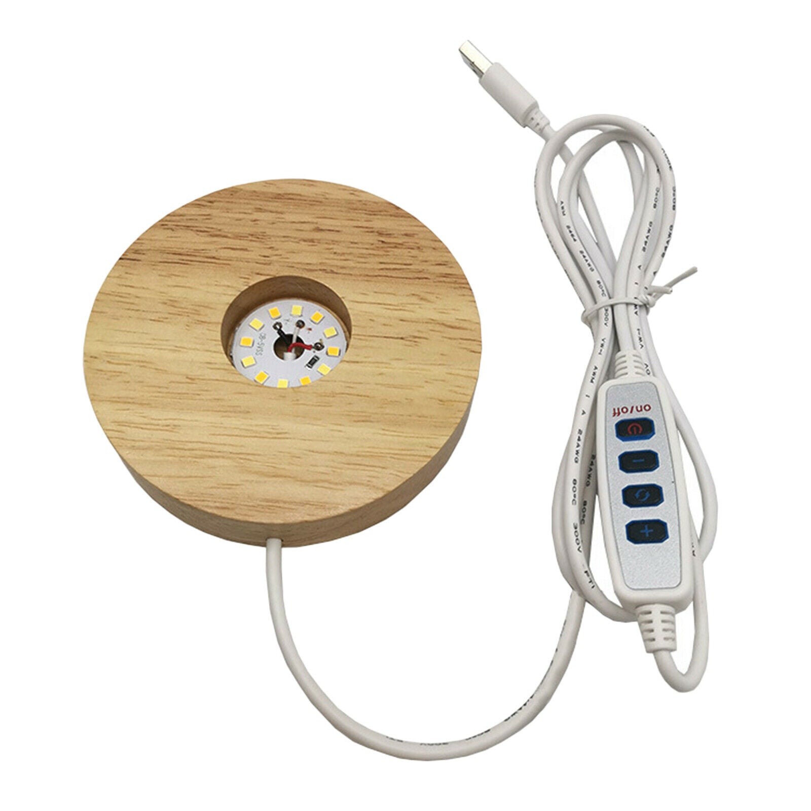 USB 3 Colors Wooden LED Light Base for Crystal Ball Vase Acrylic Easy to Use