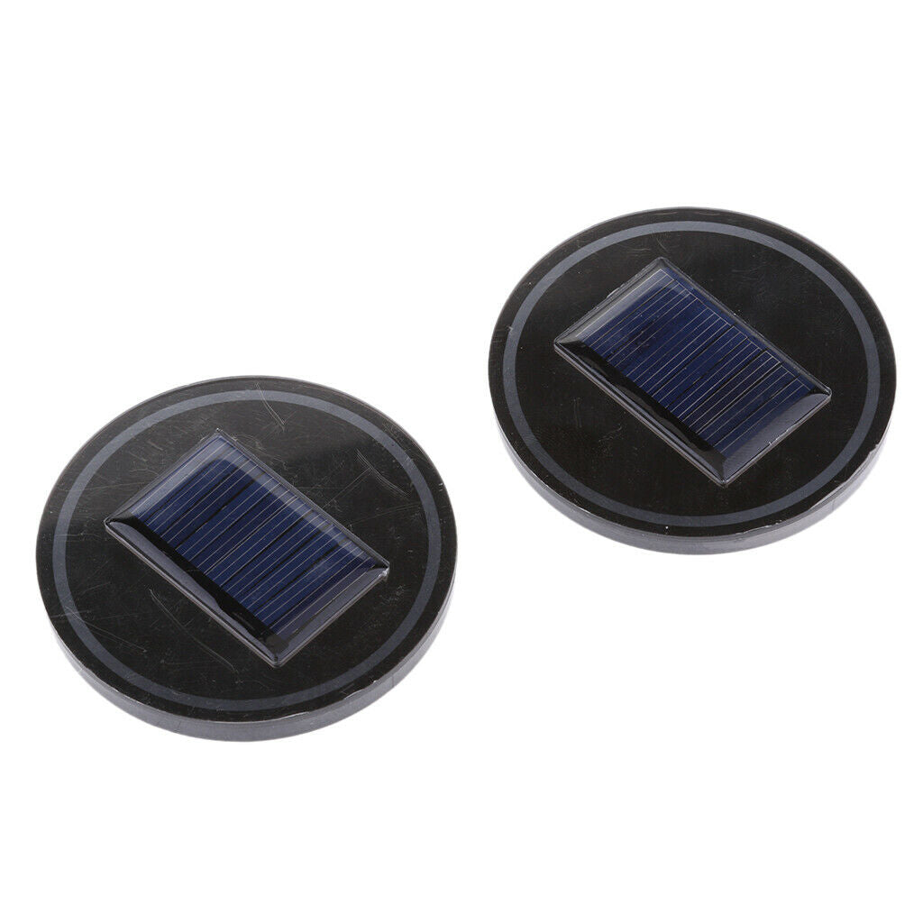 1 Pair Solar Car Cup Holder Bottom Pad LED Light Cover Trim Atmosphere Lamp