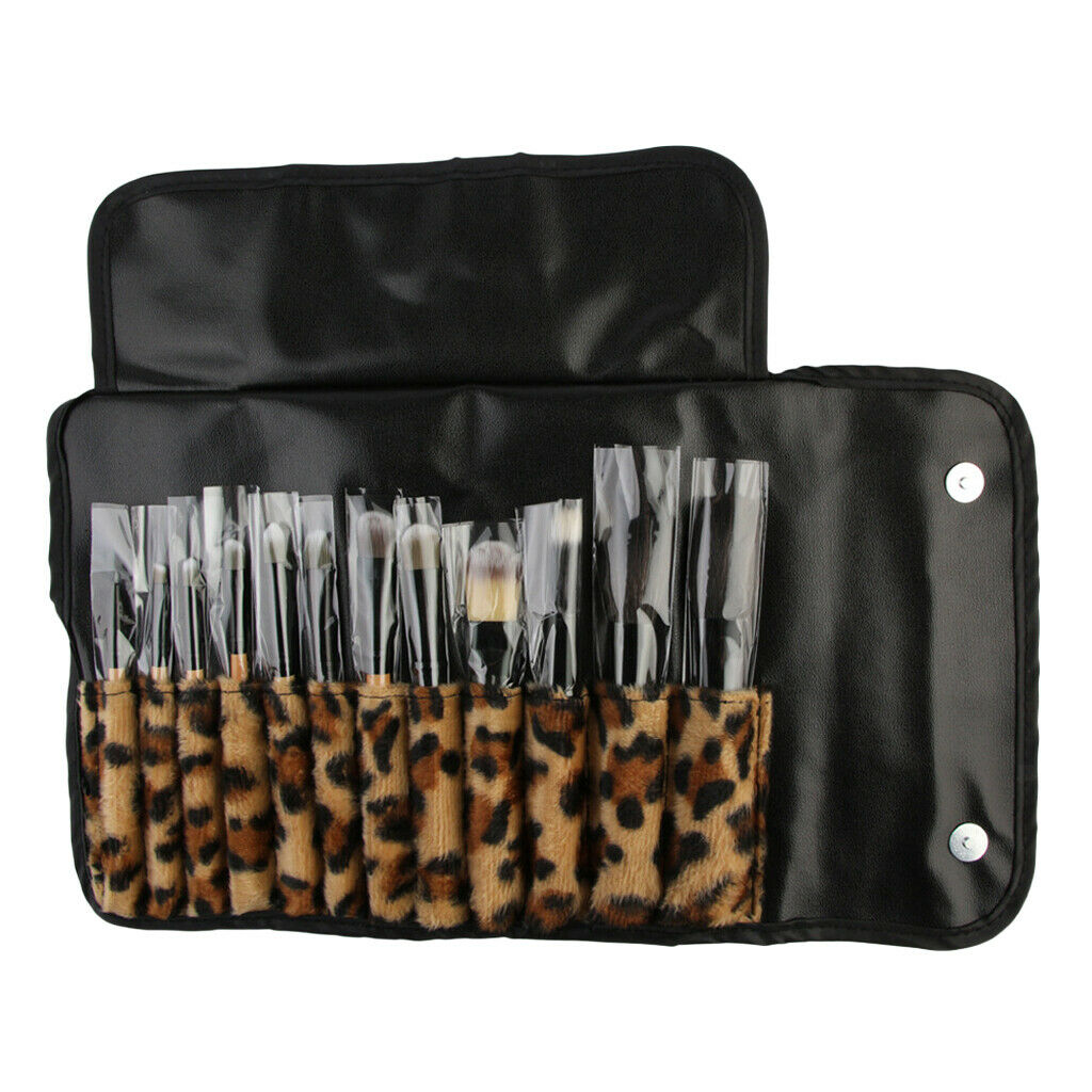 12Pcs Makeup Brushes Set Foundation Blush Eyeshdow Lip Brush Leopard Pouch