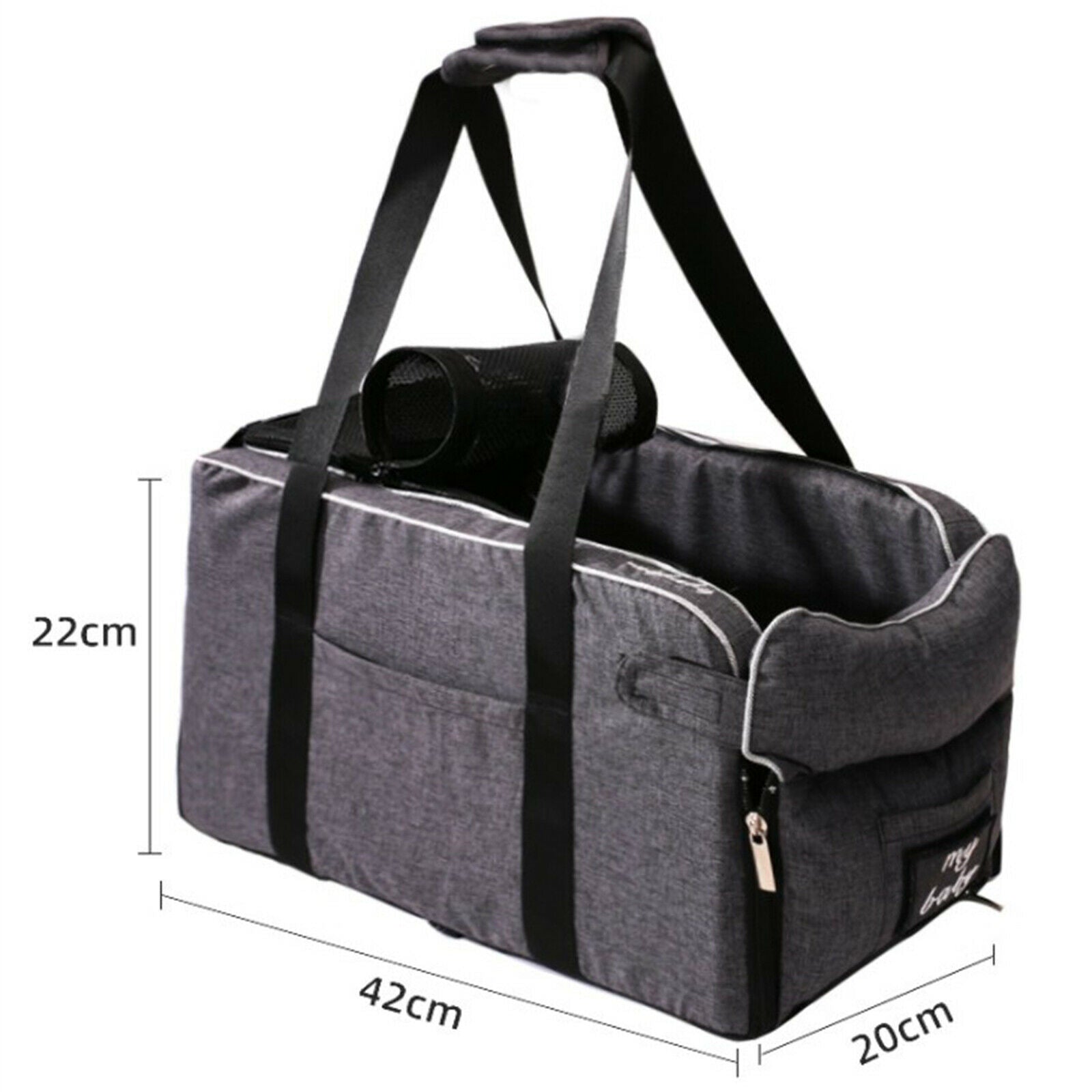 Dog Car Carrier Soft Pet Booster Seat Crate for Small Pets Car Armrest Cage Gray