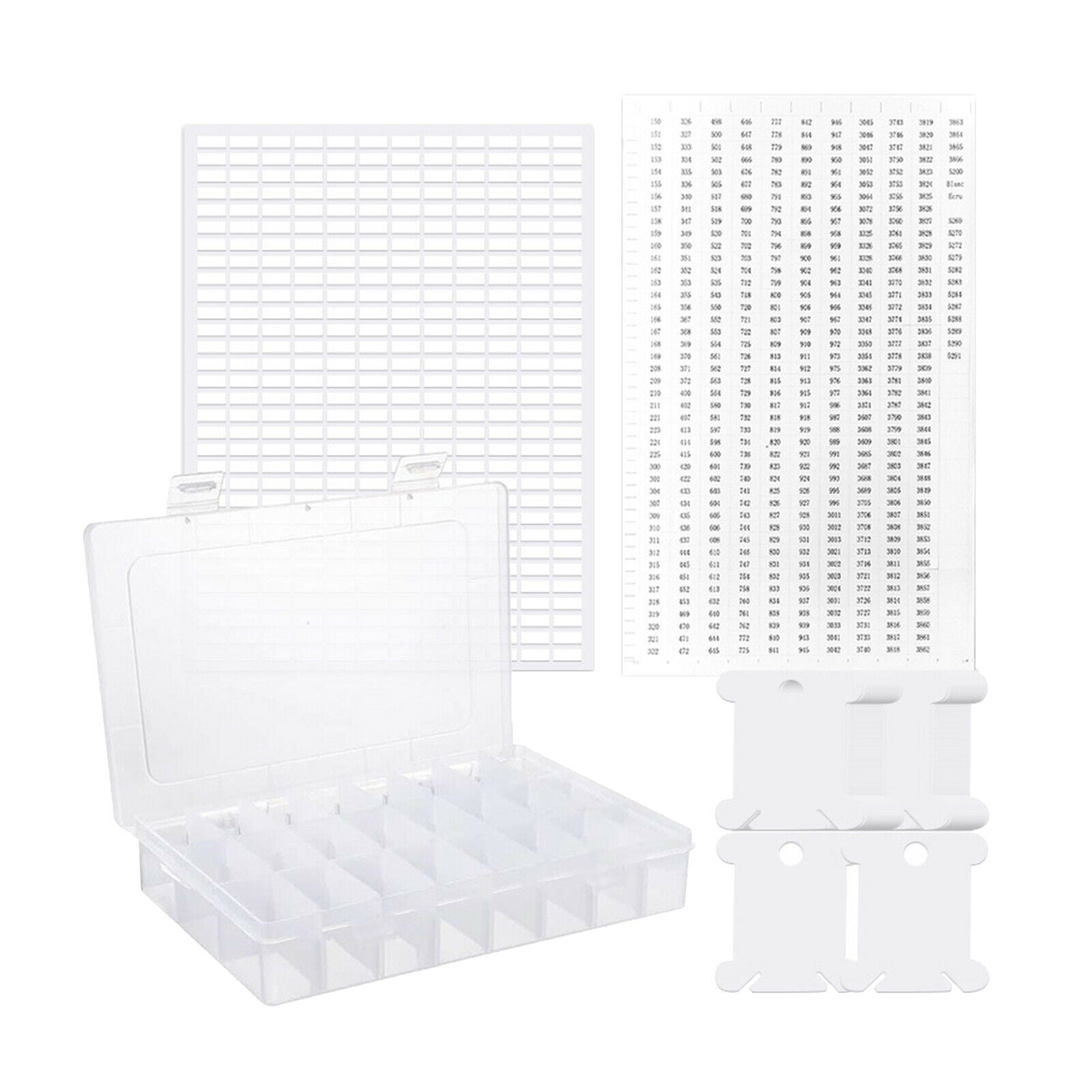 150pcs Plastic Floss Thread Bobbins with 24Grids  Embroidery Floss Organizer Box