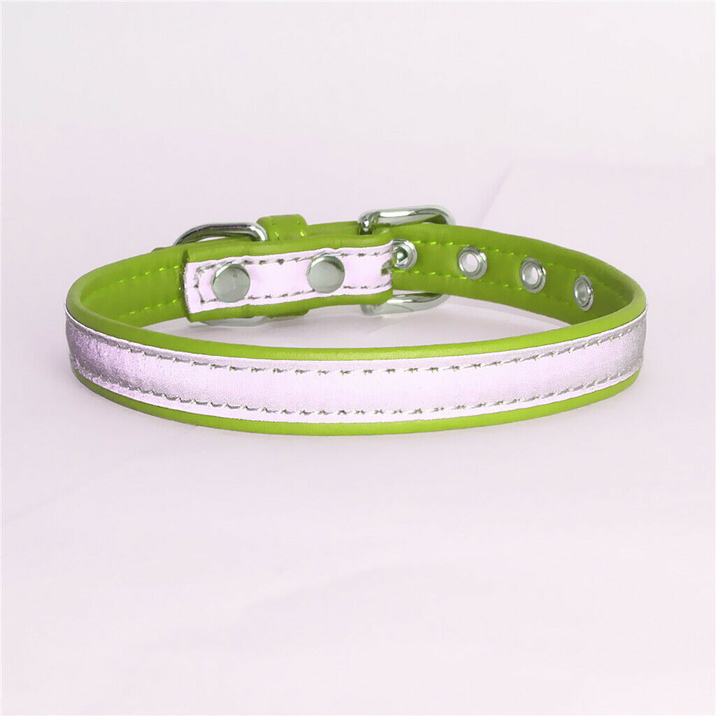 Reflective Personalized Safety Dog Collars for Dogs Puppy Adjustable Green-M