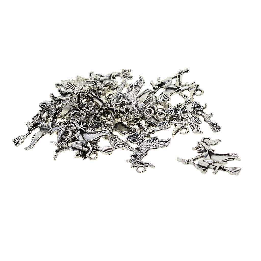 20Pcs Witch on Broomstick Halloween Charms DIY Choker Necklace Jewelry Craft