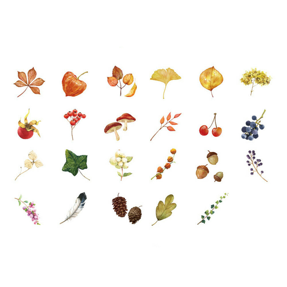 46Pcs Fallen Leaves Plants Scrapbooking Stickers Adhesive Paper Craft Stationery
