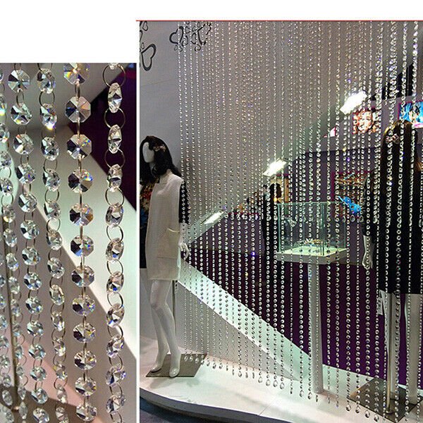 33Ft Beads Crystal String Curtain Bead Wall Panel Fringe Divider Room Door Decor