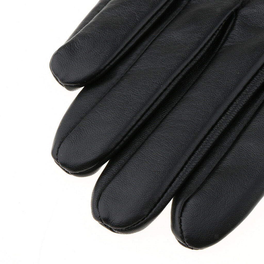 Men Retro Black Leather Driving Gloves Lined Screen - Black, M