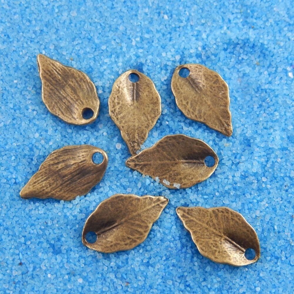 15x9mm Antiqued Bronze Alloy Leaf Craft Charm Pendant Findings Handmade 100 pcs