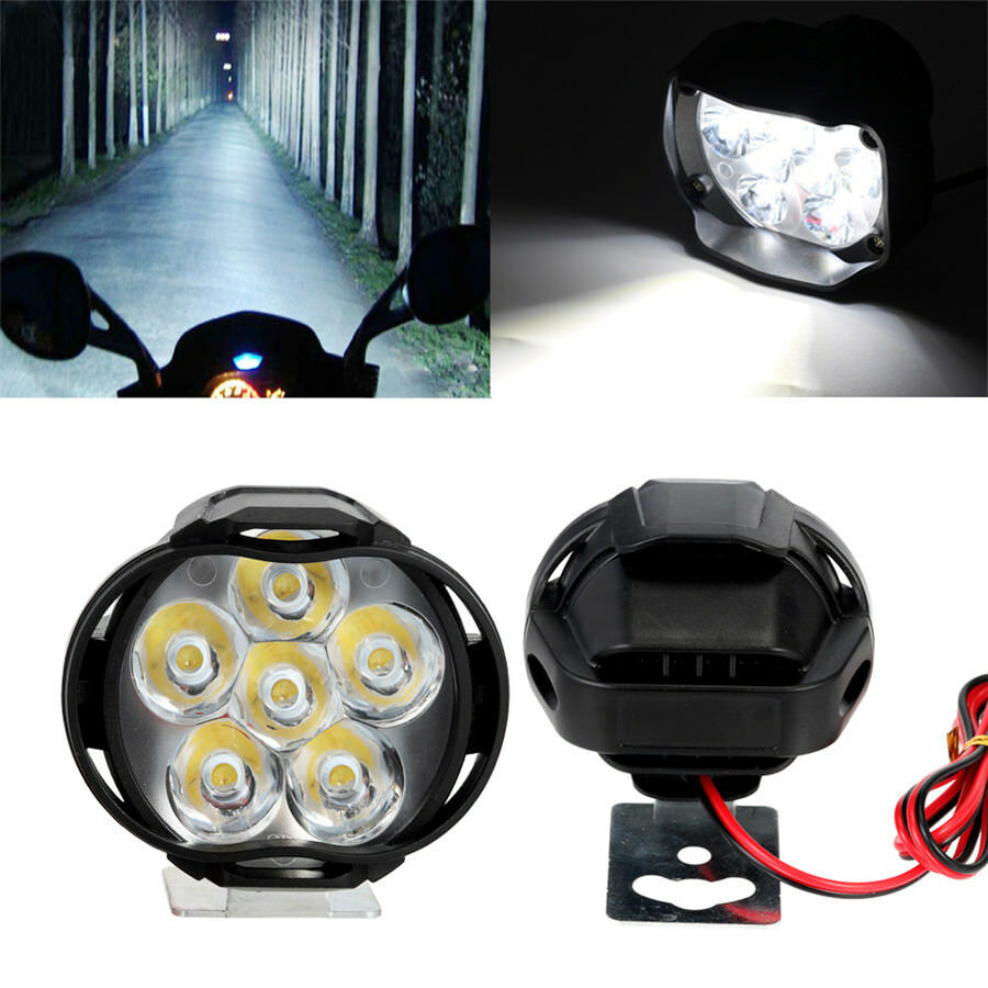 2x 10W 6LED White 1000LM Motorcycle ATV Headlight Driving Fog Spot Light +Switch