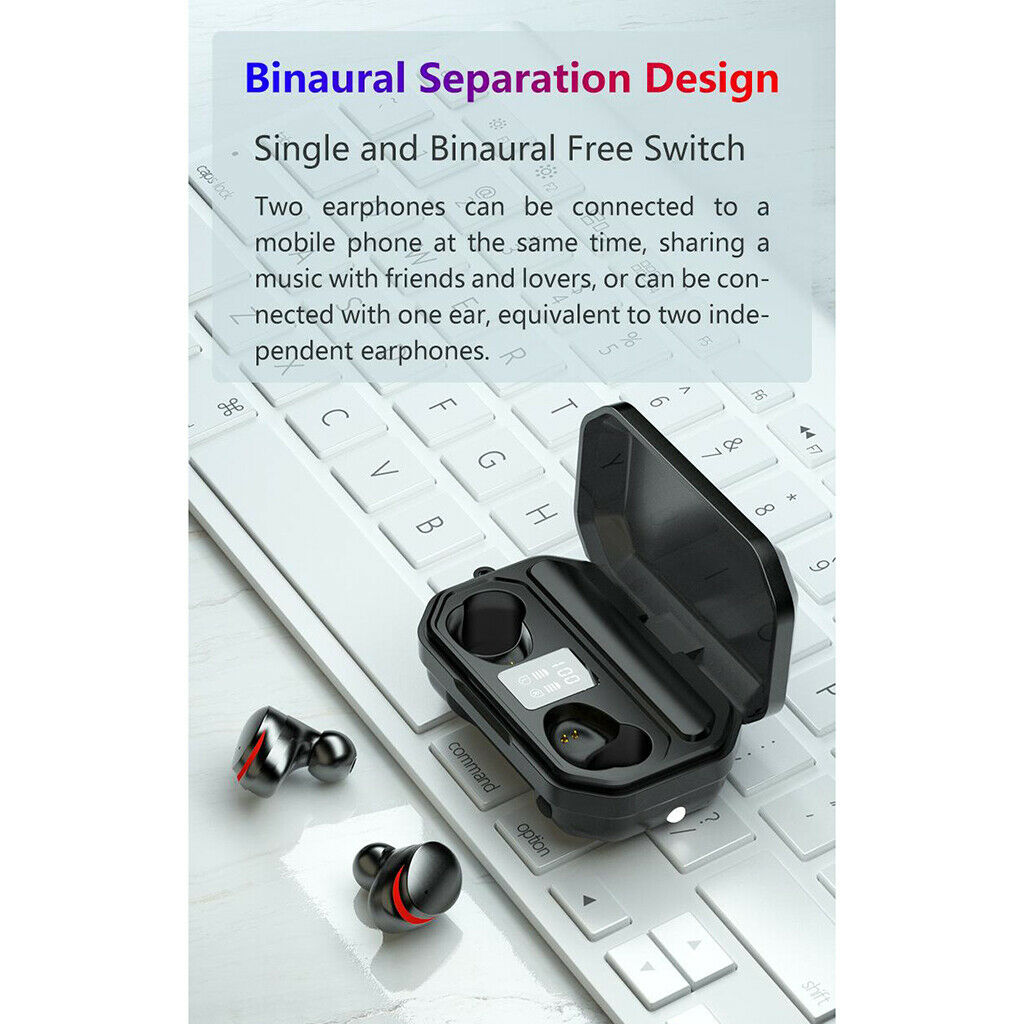 Bluetooth 5.0 Sports Earbuds TWS Wireless Headset Noise Cancelling w/ Flashlight