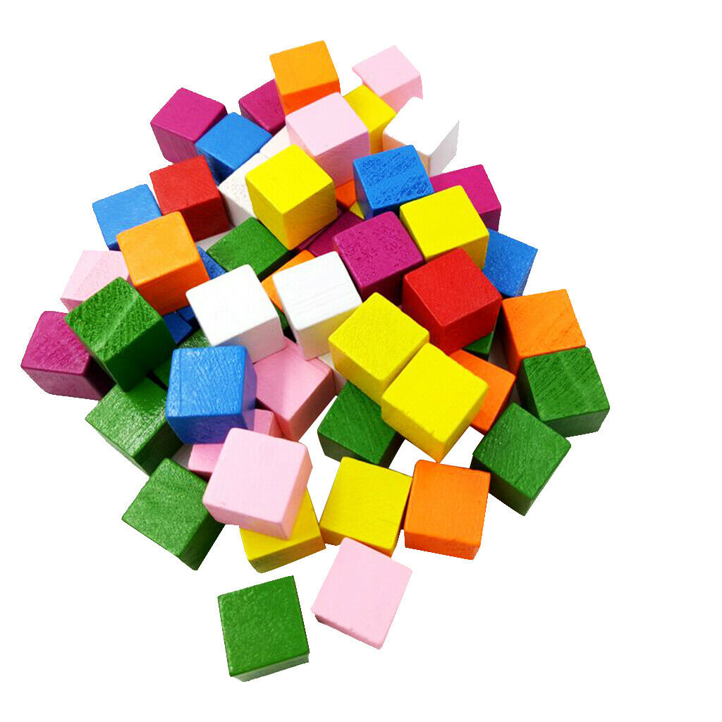 50pcs Assorted Wood Blocks Cube Embellishments For Scrapbooking DIY 15mm