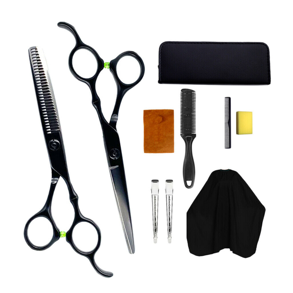 10pcs 6.0'' Salon Hair Cutting Scissors Styling Tool Barber Hair Shears Set
