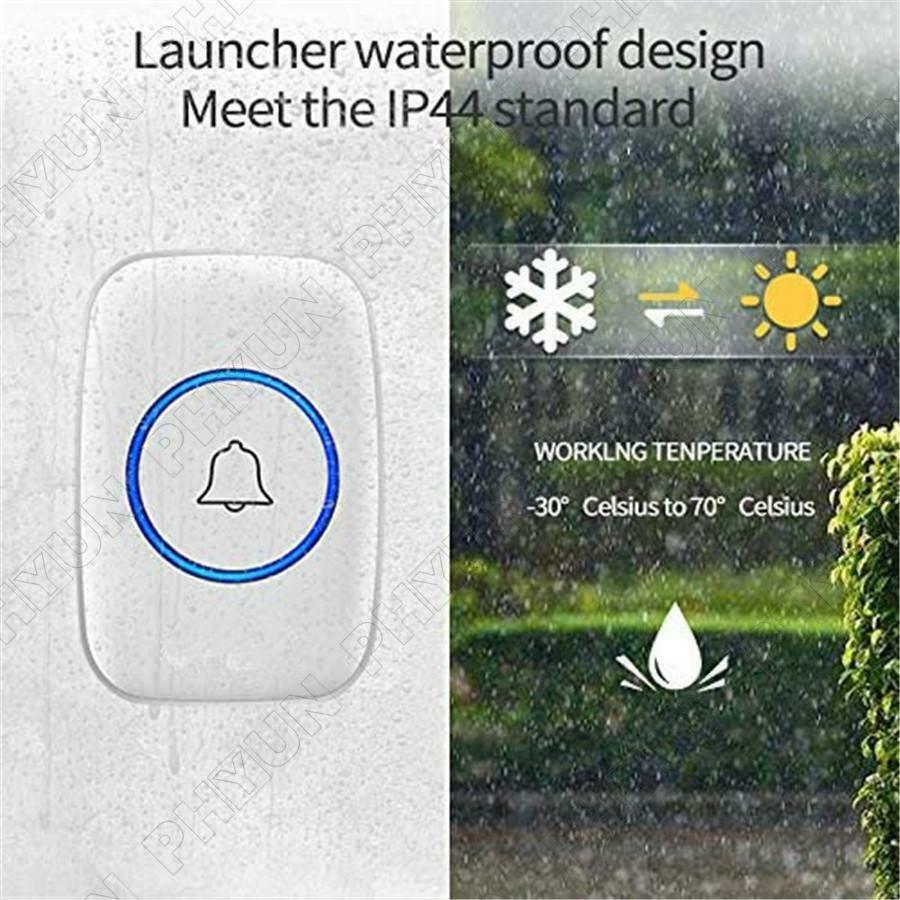 Wireless Doorbell Push Button Adjustable Volume 1000FT For Home/Office/Classroom