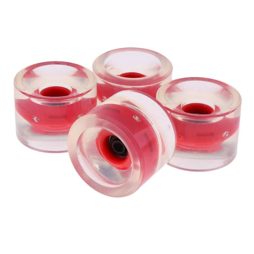 4PCS Replacement Longboard Skateboard Cruiser Light Up Wheels 70mm 78a Red