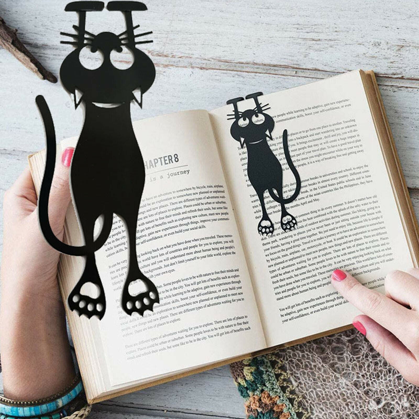 Wacky Hollow Cute Cat Reading Bookmarks Funny Student Bookmarker Accessories