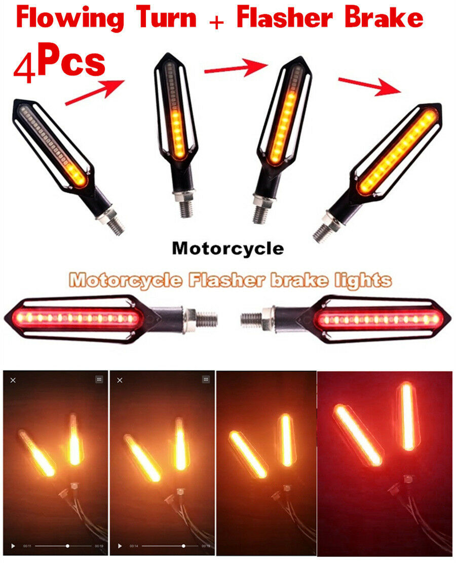 2 Pair Scooter LED Turn Signal Light+Brake Lamp Super Bright Cool Style Design